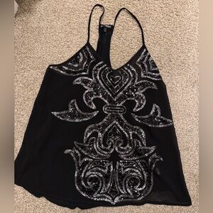 Express Black and Silver Sequin Camisole